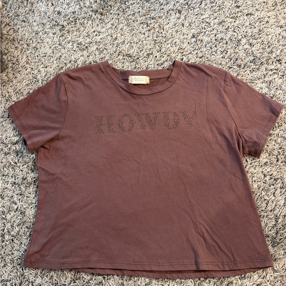 Altar'd State Brown HOWDY Stud Graphic Tee